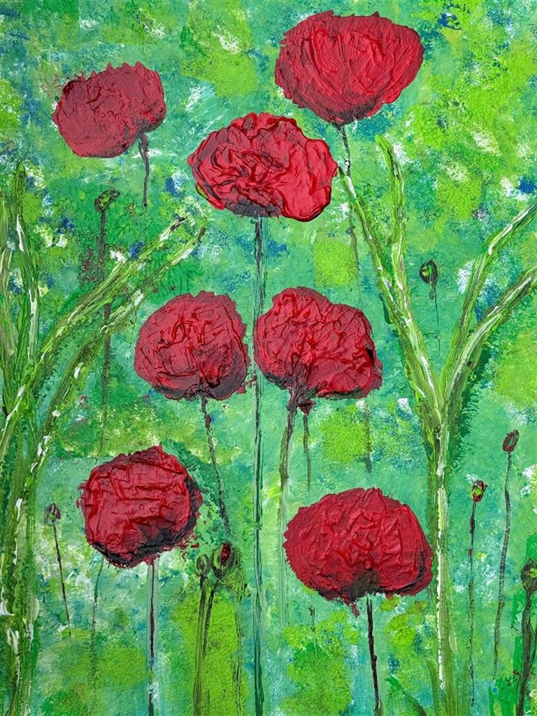 Painting of red flowers